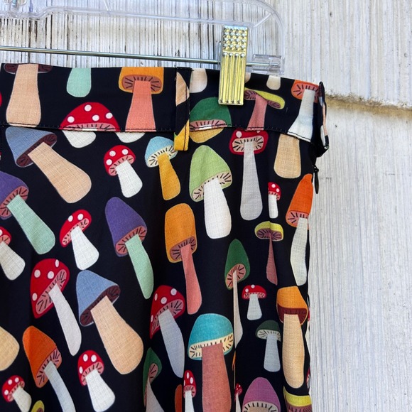 L A SOUL Mushroom Print A Line Midi Skirt XL Black Colorful Boho - Picture 3 of 8